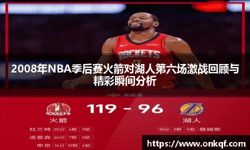 2008年NBA季后赛火箭对湖人第六场激战回顾与精彩瞬间分析